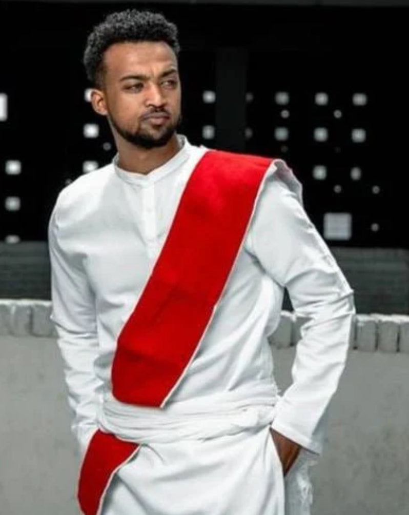 Red and white men’s clothing